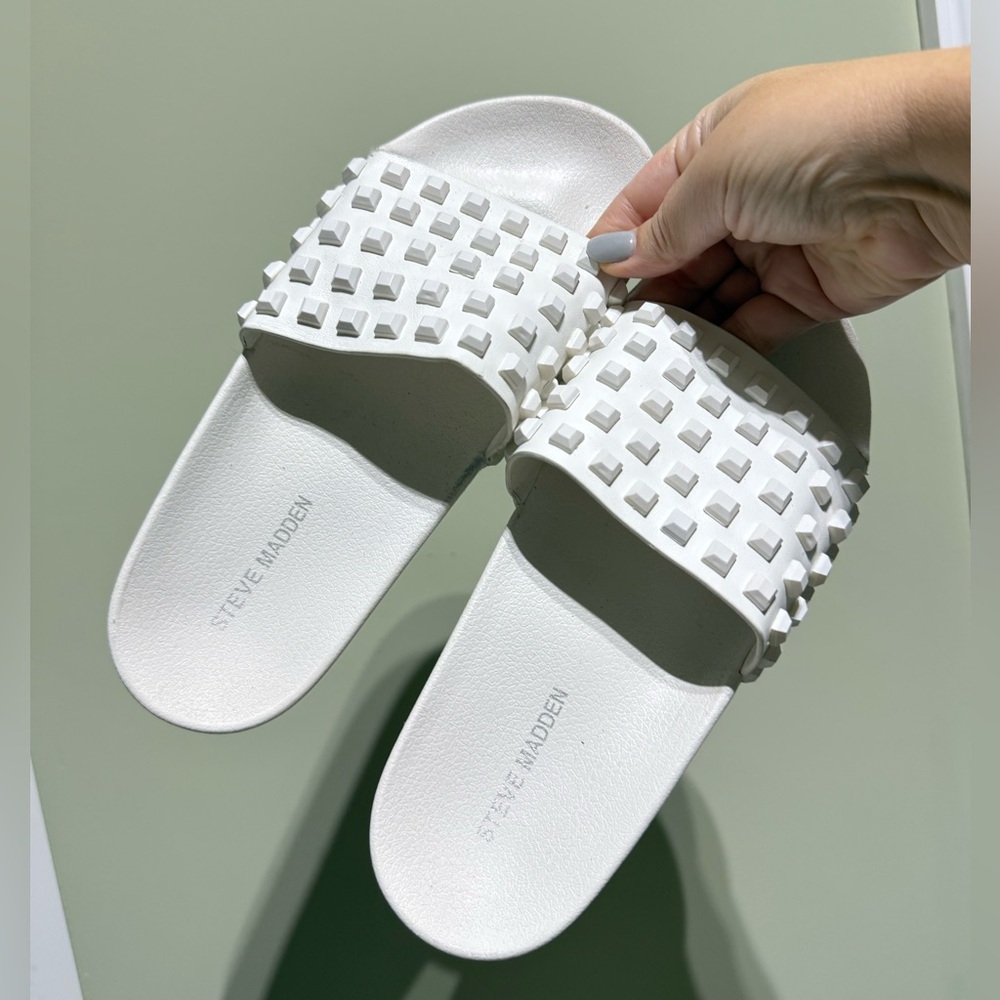 Steve Madden White Studded Sandals